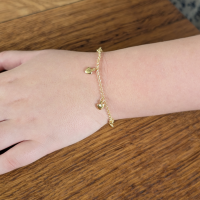 Armband hartjes 14k goldplated  - 15,5 cm- kinderen