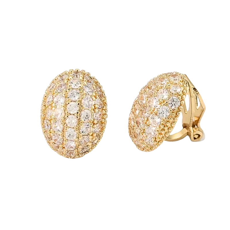 Clip oorbellen ovaal goudkleur luxe strass