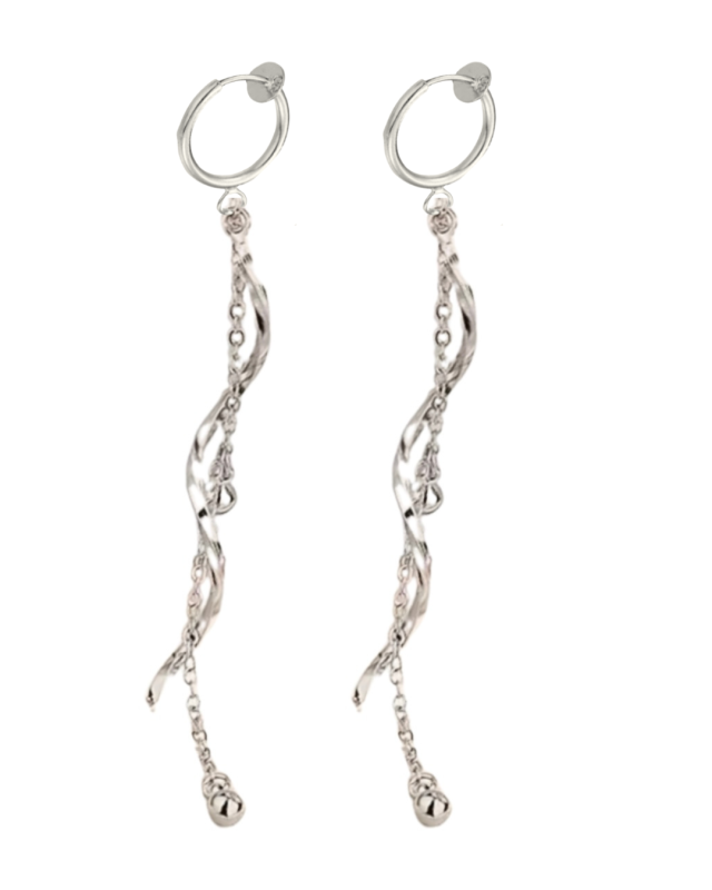 Klem oorbellen zilverkleur twirl