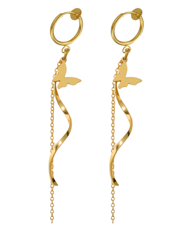 Klem oorbellen draai vlinder goudkleur