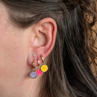 Oorbellen 14k verguldgoud Smiley roze