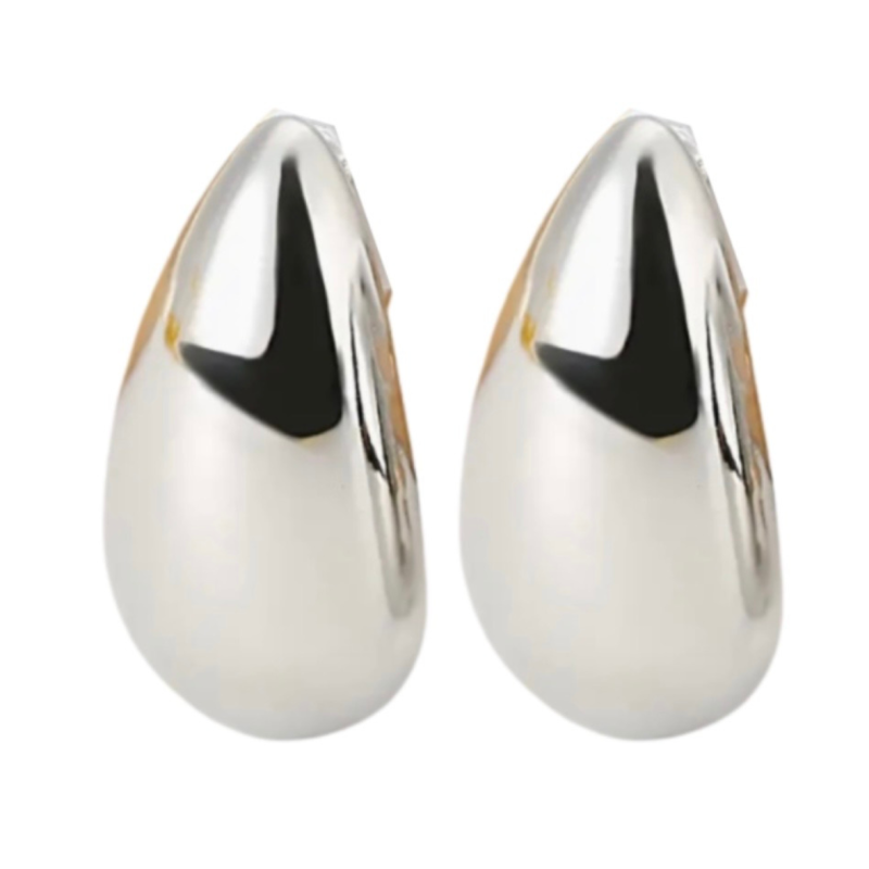 Clip oorbellen zilverkleurig druppel 2.5 cm