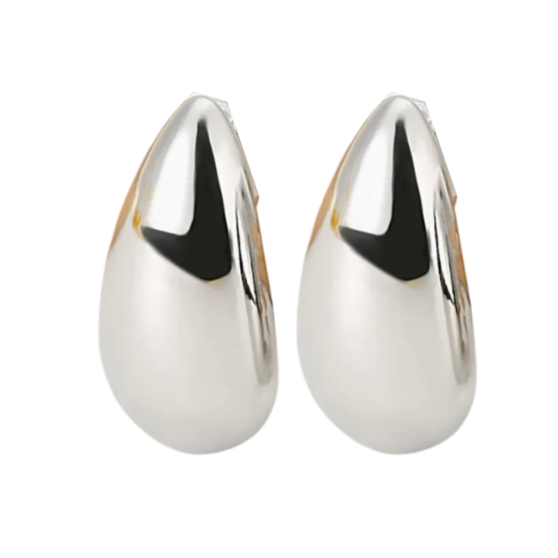 Clip oorbellen zilverkleurig druppel 2.5 cm