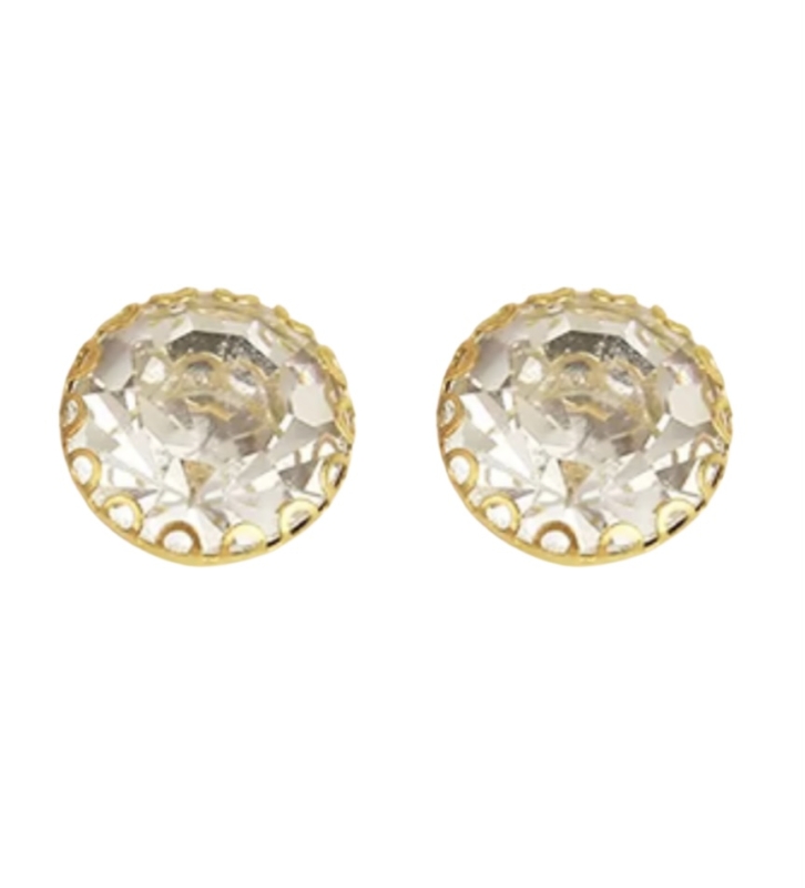 Magneet oorbellen goudkleur strass kunststof 8.5 mm