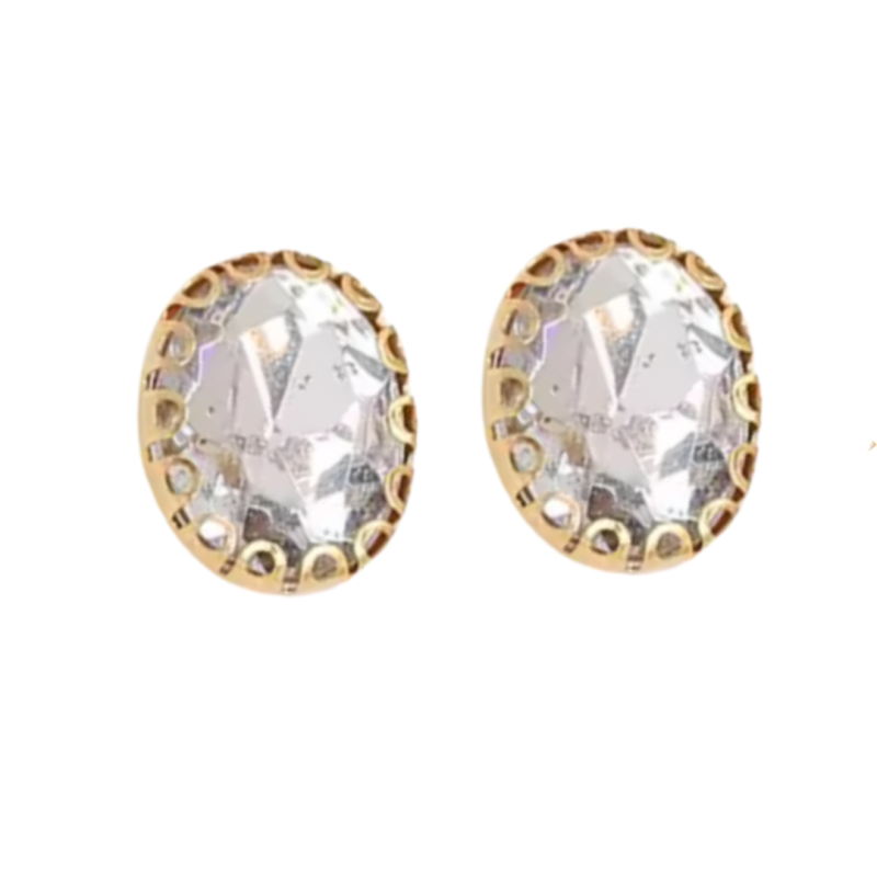 Magneet oorbellen ovaal goudkleurig kunststof  1 cm