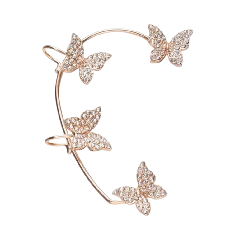 Rechter vlinder klem strass goudkleur