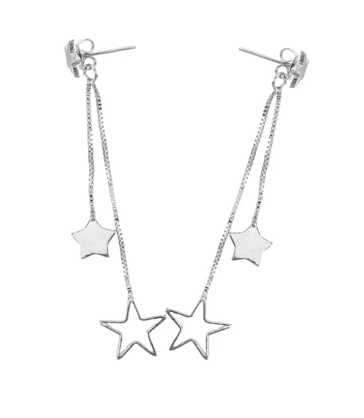 Oorbellen ster zilverkleur 2-Delig