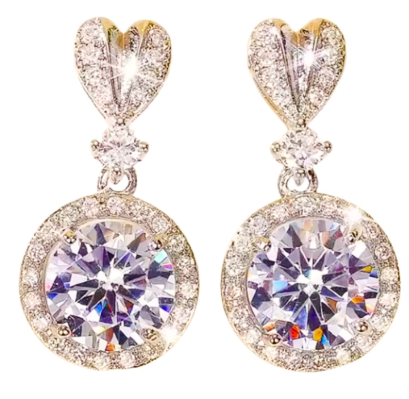 Clip oorbellen love goudkleurig Zirkonia 2 cm