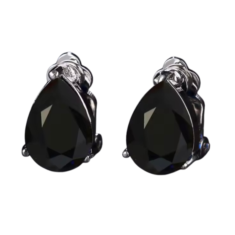 Clip oorbellen zwart zilverkleur 1 cm