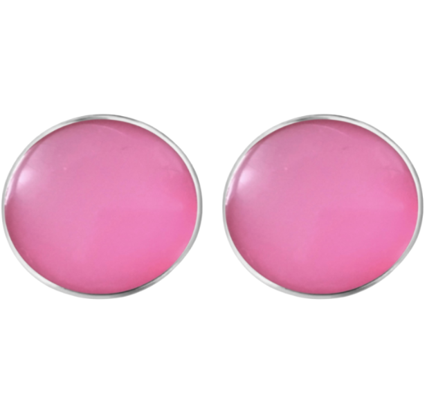 Clip oorbellen licht roze zilverrand 2.5 cm