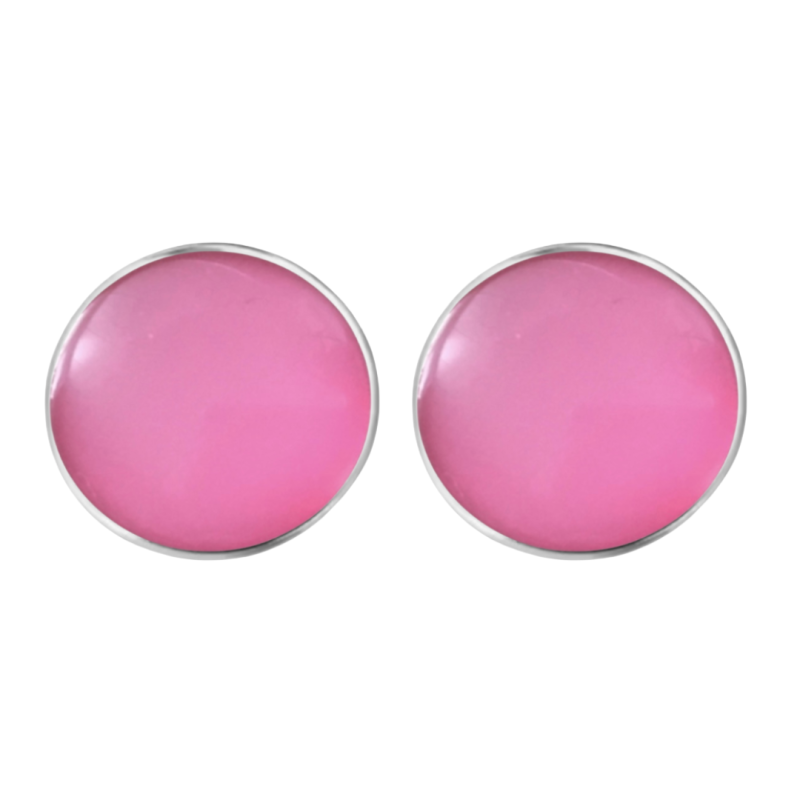 Clip oorbellen licht roze zilverrand 2.5 cm