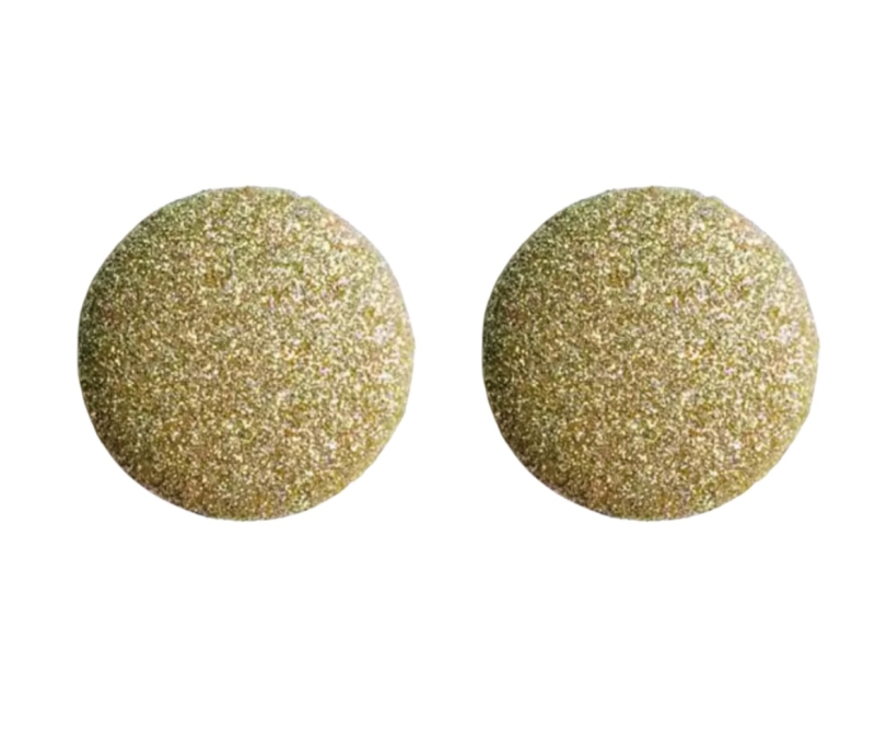 Clip oorbellen goudkleurig glitter textiel 1.7 cm