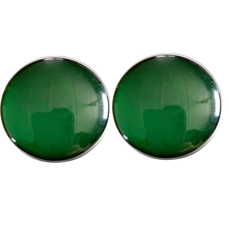 Clip oorbellen Dennengroen 2.5 cm zilverrand Clip oorbellen Dennengroen 2.5 cm zilverrand