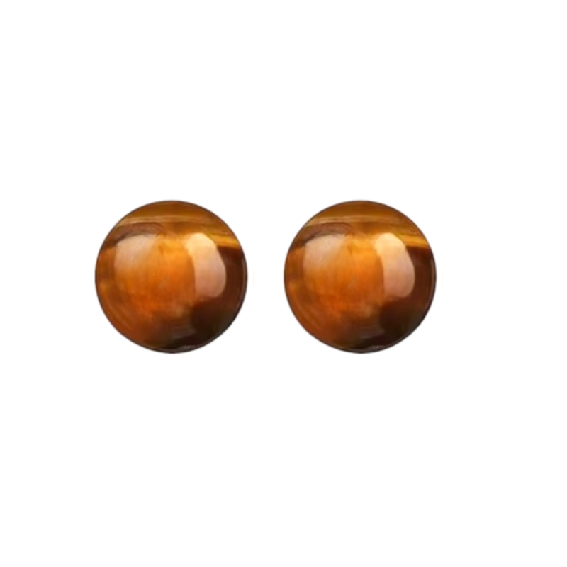 Magneet oorbellen Tijgeroog bruin 12 mm