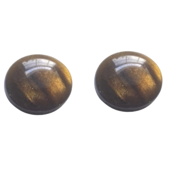 Magneet oorbellen Tijgeroog bruin 12 mm