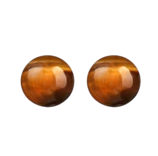 Magneet oorbellen Tijgeroog bruin 12 mm