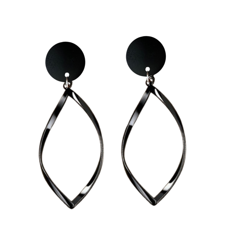 Clip oorbellen zwart twist 6 cm