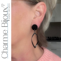 Clip oorbellen zwart twist 6 cm