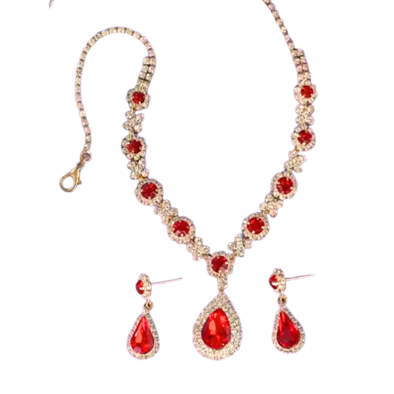 Bruidsset Moretti rood goudkleurig strass