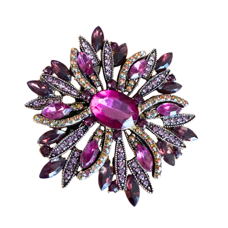 Broche bloem Bordeaux rood 6.5 cm goudkleur