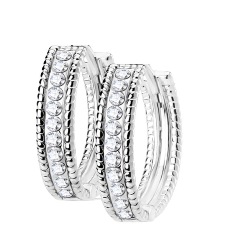 Clip oorringen luxe zilverkleur met zirkonia 2 cm Clip oorringen luxe zilverkleur met zirkonia 2 cm