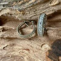 Clip oorringen luxe zilverkleur met zirkonia 2 cm