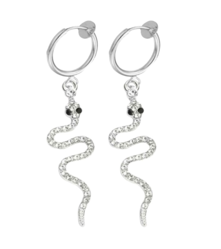 Klem oorbellen slang zilverkleur 5.5 cm