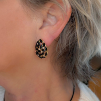 Clip oorbellen zwart goudkleur strass 2 cm