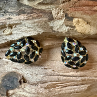 Clip oorbellen luxe zwart goudkleur druppel strass 2 cm
