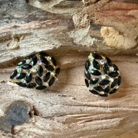 Clip oorbellen zwart goudkleur strass 2 cm