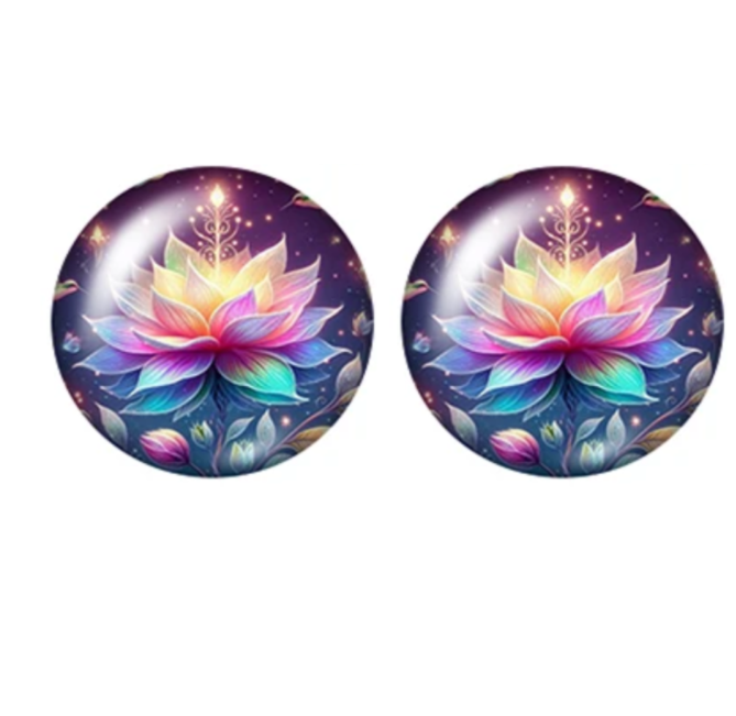 Clip oorbellen Lotus paars roze 1.5 cm