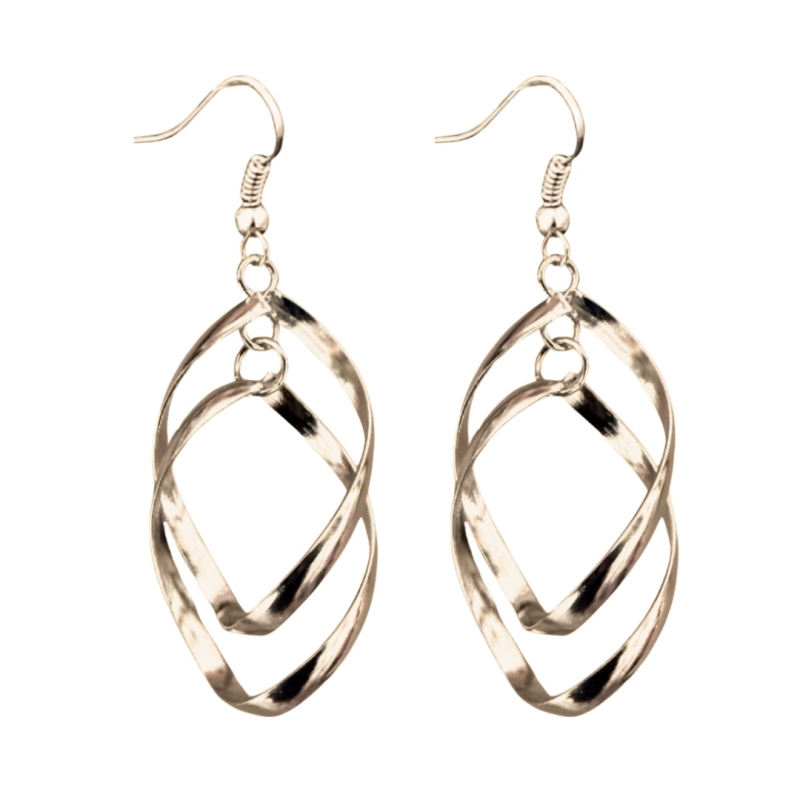 Zilver oorbellen Nihala twist goudkleurig 4.5 cm