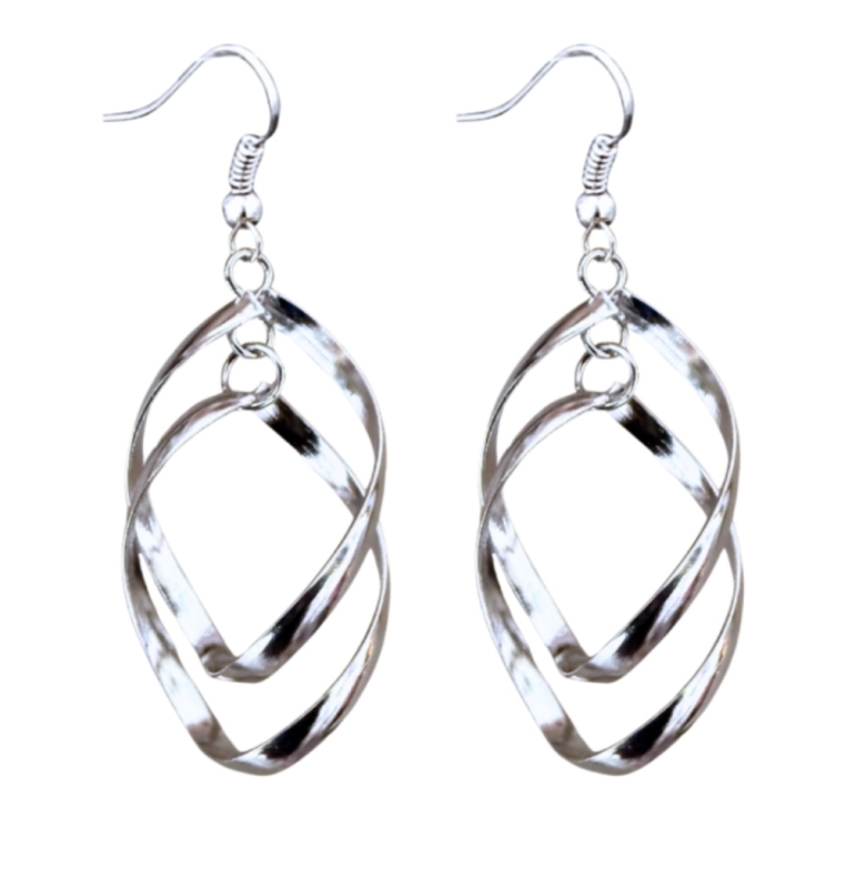 Zilver Oorbellen nihala twist zilverkleur 4.5 cm