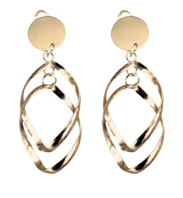 Clip oorbellen Nihala twist goudkleurig  4 cm
