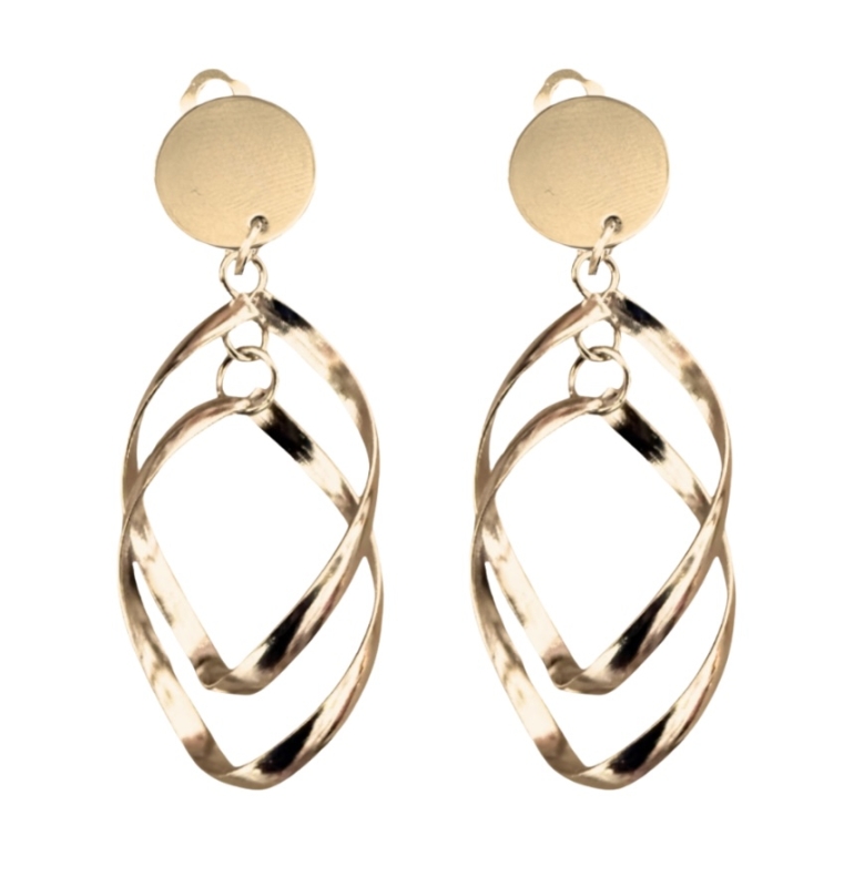 Clip oorbellen Nihala twist goudkleurig  4 cm