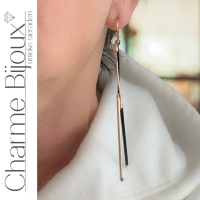 Klem oorbellen zwart goudkleurig lang