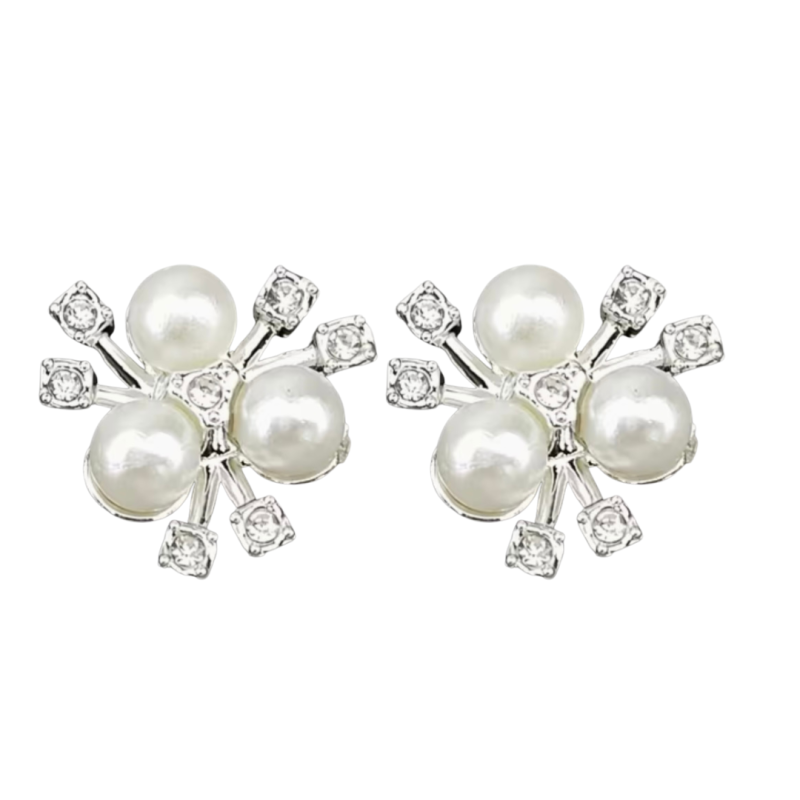 Clip oorbellen Lily-Rose budget  zilverkleur parel strass 2 cm