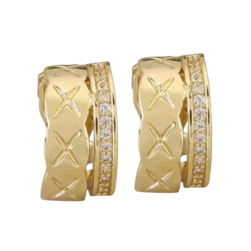 Clip oorringen 14K verguld goud IKS strass