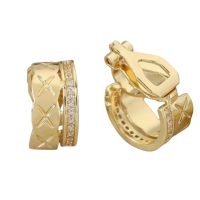 Clip oorringen 14K verguld goud IKS strass