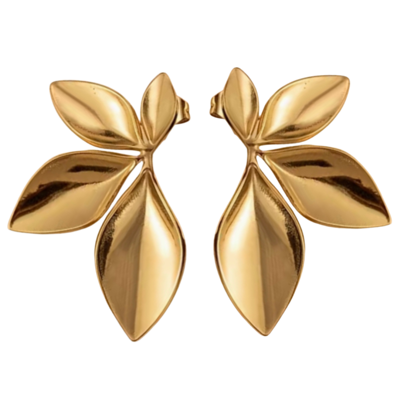Oorbellen goudkleur bloem 3.5 cm
