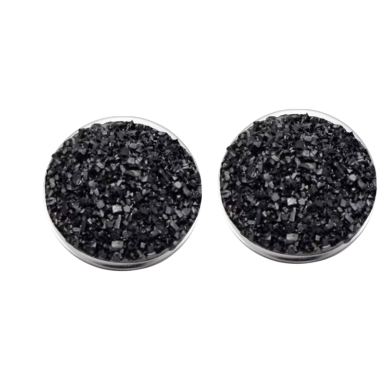 Clip oorbellen Lovata zwart met zilverrand 2 cm