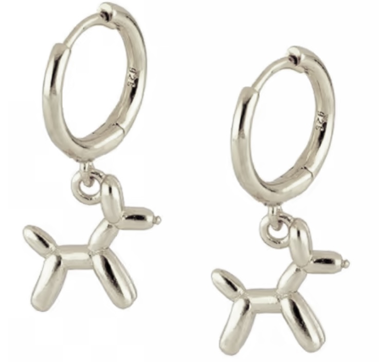 Zilver Oorringen Balloon  Dog zilverkleur 2.5 cm