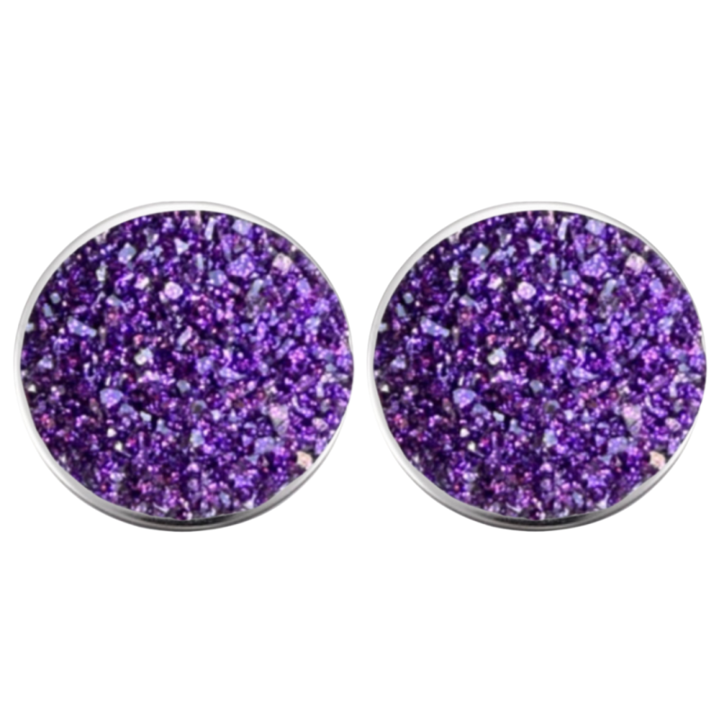 Clip oorbellen paars Lovata zilverrand 2.5 cm