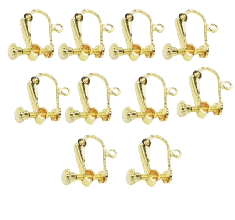 10 Klem oorbellen  goudkleurig schroef sieraden maken