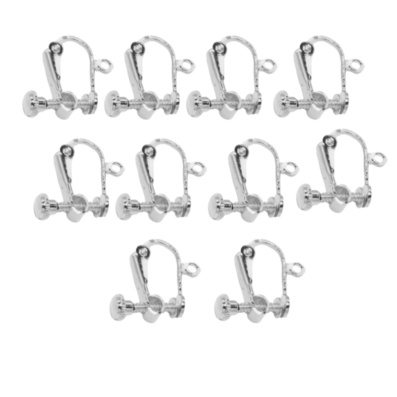 10 Klem oorbellen  zilverkleur schroef