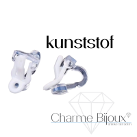 Clip oorbellen Lily-Rose parel zilverkleurig vol  kunststof 2 cm