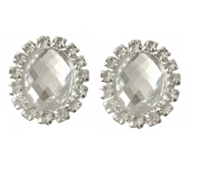 Magneet oorbellen Ovaal strass zilverkleur Magneet oorbellen Ovaal strass zilverkleur