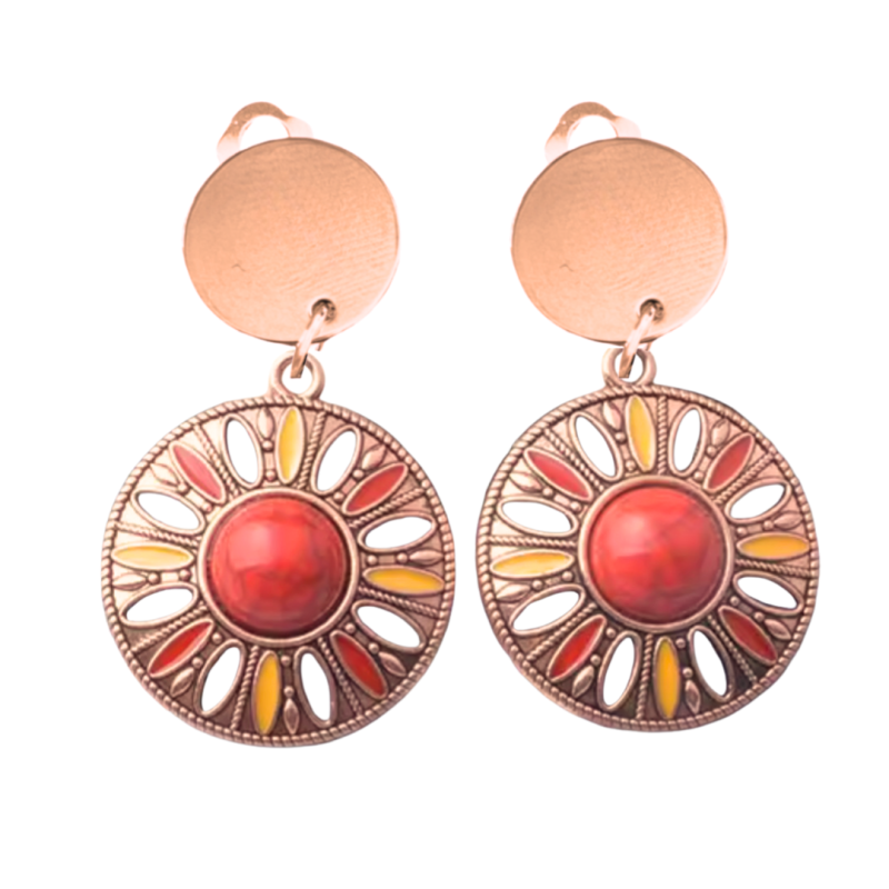 Clip oorbellen rose goudkleur gekleurde hanger