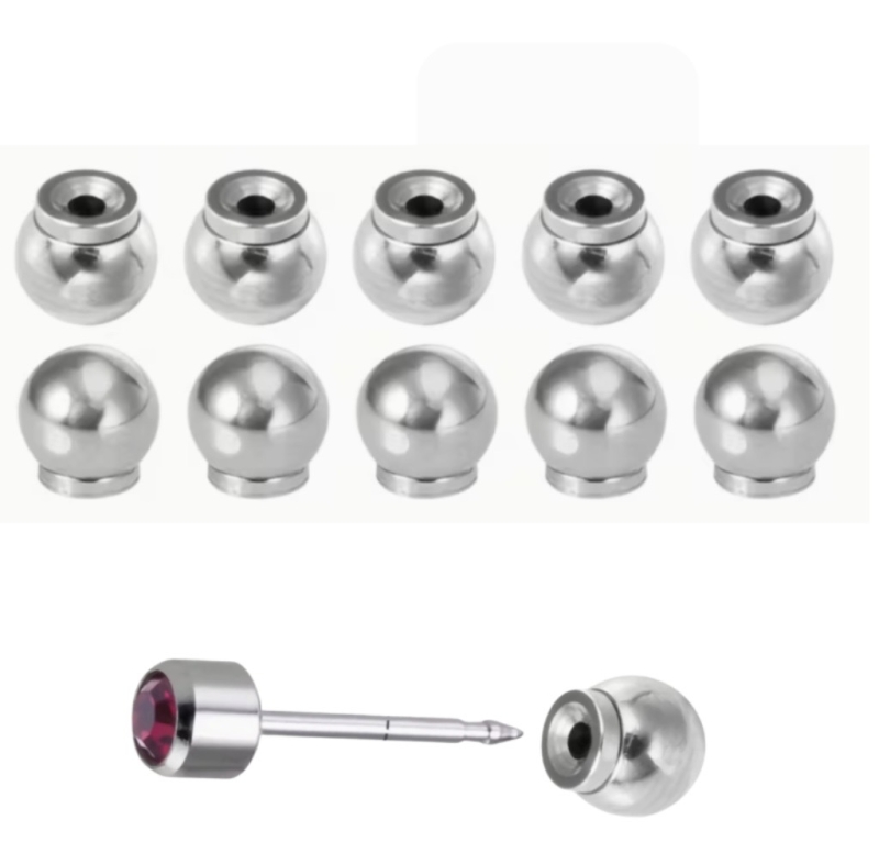 8 anti prik achterkant oorbel RVS kleur