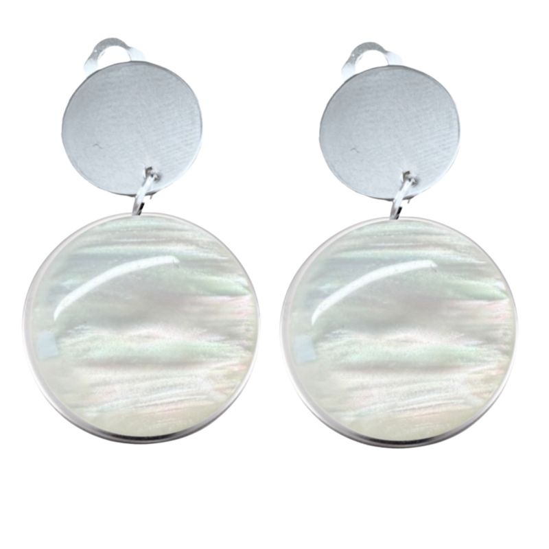 Clip oorbellen opaal streep 4.5 cm